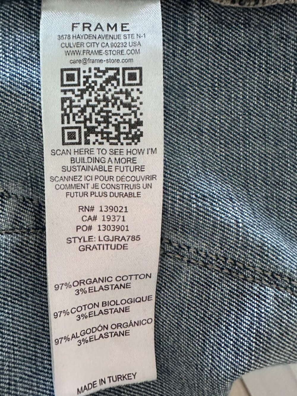 FRAME Le Garcon Slim Boyfriend Jeans Blue Gratitude Raw Hem LGJRA785 Sz 30 - Picture 4 of 13